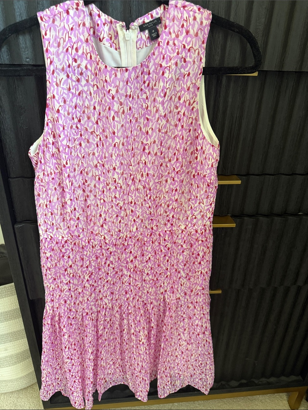 Ann Taylor Pink Patterned Sleeveless Flared Dress